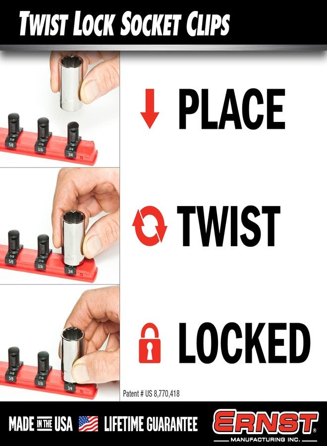 Ernst Manufacturing 3/8-Inch Dura-Pro Twist Lock Socket Clips, 15-Pack, Black - 8441 - Image 3