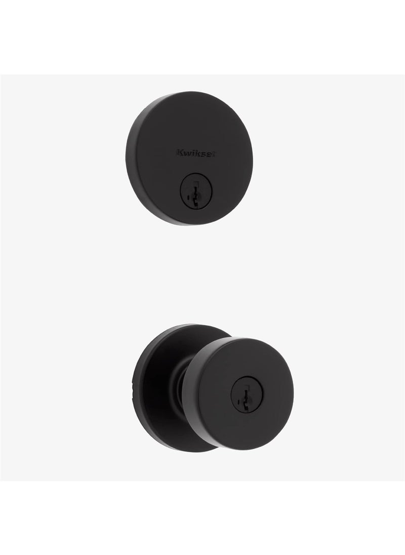 Kwikset Kwikset 991 Pismo Keyed Entry Knob and Single Cylinder Deadbolt Combo Pack Featuring SmartKey in Matte Black  - Image 1