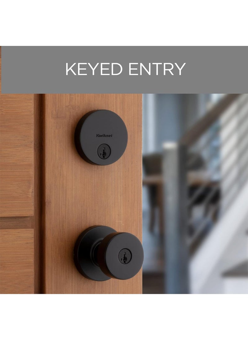 Kwikset Kwikset 991 Pismo Keyed Entry Knob and Single Cylinder Deadbolt Combo Pack Featuring SmartKey in Matte Black  - Image 2
