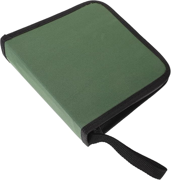 Green Portable CD Storage Case 24 Capacity DVD Holder Oxford Cloth Zipper Bag for Car and Home - Image 1
