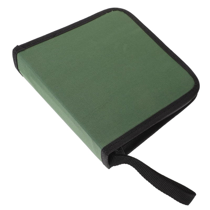 Green Portable CD Storage Case 24 Capacity DVD Holder Oxford Cloth Zipper Bag for Car and Home - Image 2