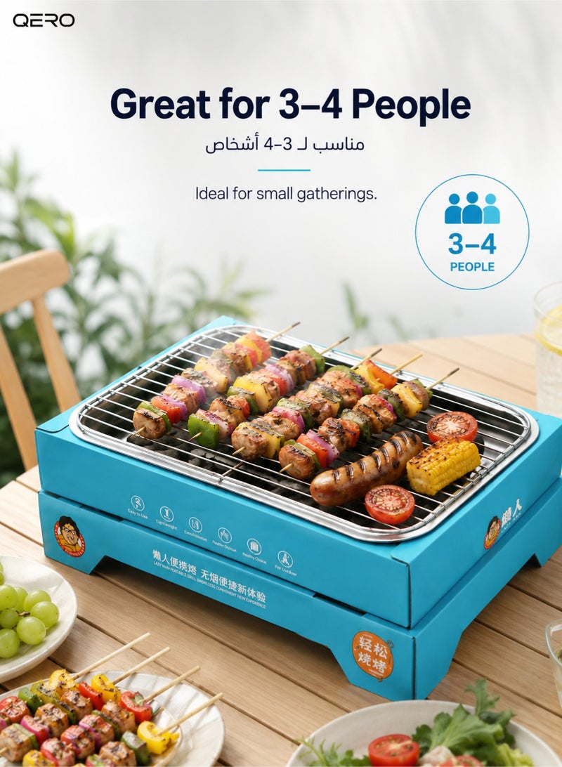 QERO Disposable Charcoal BBQ Grill with Charcoal and Stainless Steel Grill Rack, Compact Tabletop Outdoor Grill - Image 5