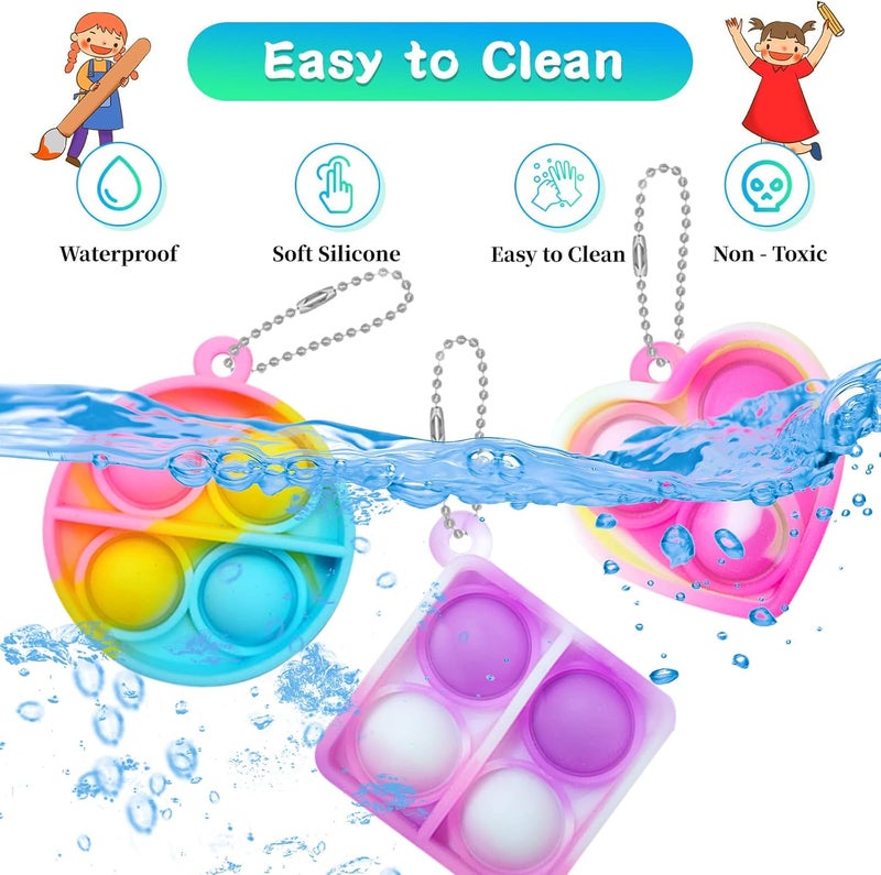 ONKULL Pop Fidget Keychain It Mini Fidget Toys Bulk 30 Pack Party Favors for Kids 4-8,8-12 Year Boys Girls Push Pops Bulk Toys Its Small Prizes for Kids Classroom Birthday Party Favors Bubble Poppers - Image 3