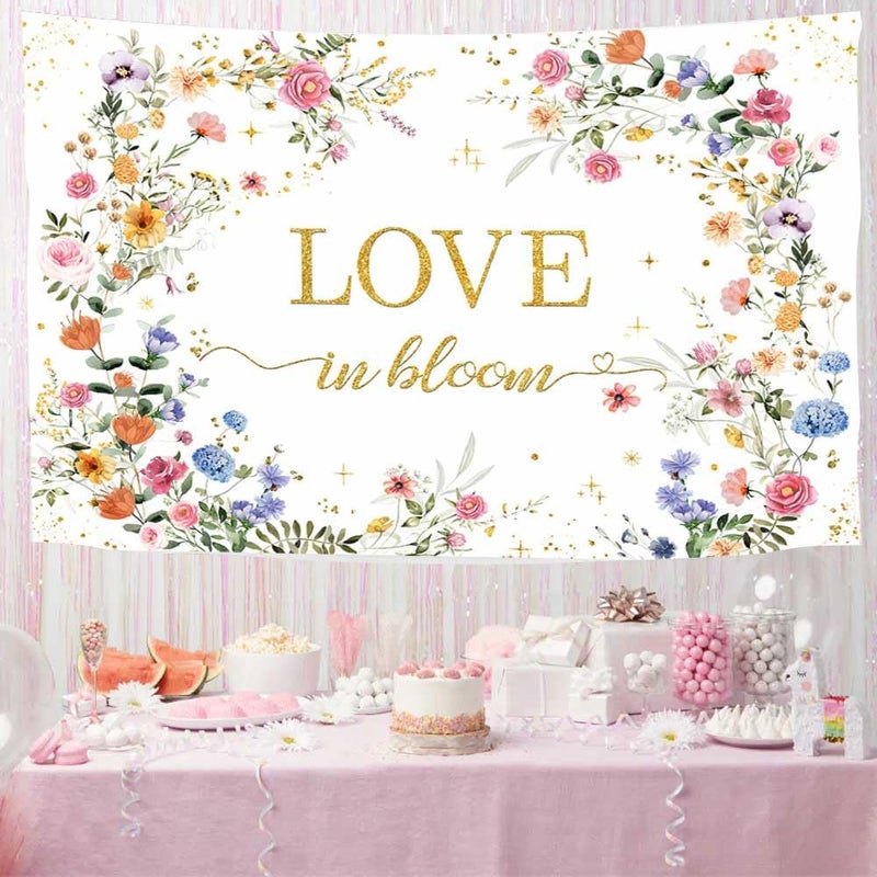 MEHOFOND Love in Bloom Bridal Shower Decorations Backdrop, Wildflower Wedding Shower Background, Spring Floral Engagement Wedding Bachelorette Party Decor Supplies Photo Booth Props 7x5ft - Image 3