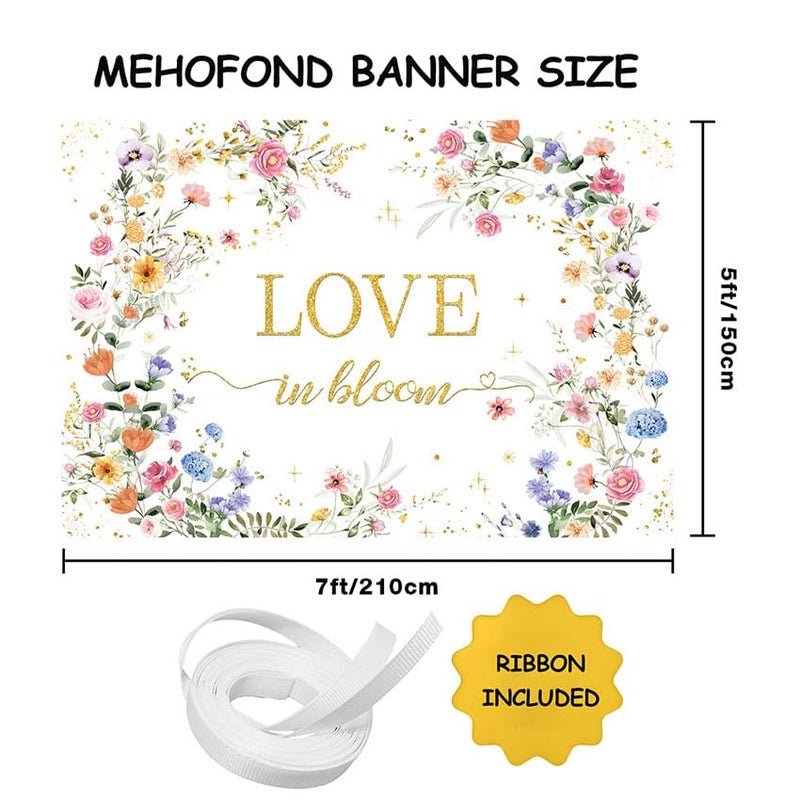 MEHOFOND Love in Bloom Bridal Shower Decorations Backdrop, Wildflower Wedding Shower Background, Spring Floral Engagement Wedding Bachelorette Party Decor Supplies Photo Booth Props 7x5ft - Image 2
