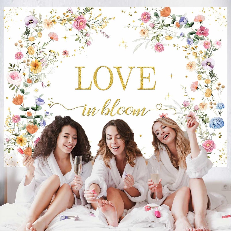 MEHOFOND Love in Bloom Bridal Shower Decorations Backdrop, Wildflower Wedding Shower Background, Spring Floral Engagement Wedding Bachelorette Party Decor Supplies Photo Booth Props 7x5ft - Image 4