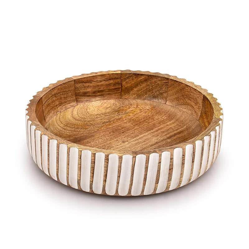 Kimona Fruit Bowls Wood Fruit Bowl or Decorative Bowl for Table Décor for Kitchen Counter or Farmhouse Christmas Centerpiece (10" X 10" X 2.5") - Image 1