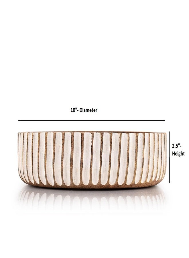 Kimona Fruit Bowls Wood Fruit Bowl or Decorative Bowl for Table Décor for Kitchen Counter or Farmhouse Christmas Centerpiece (10" X 10" X 2.5") - Image 2