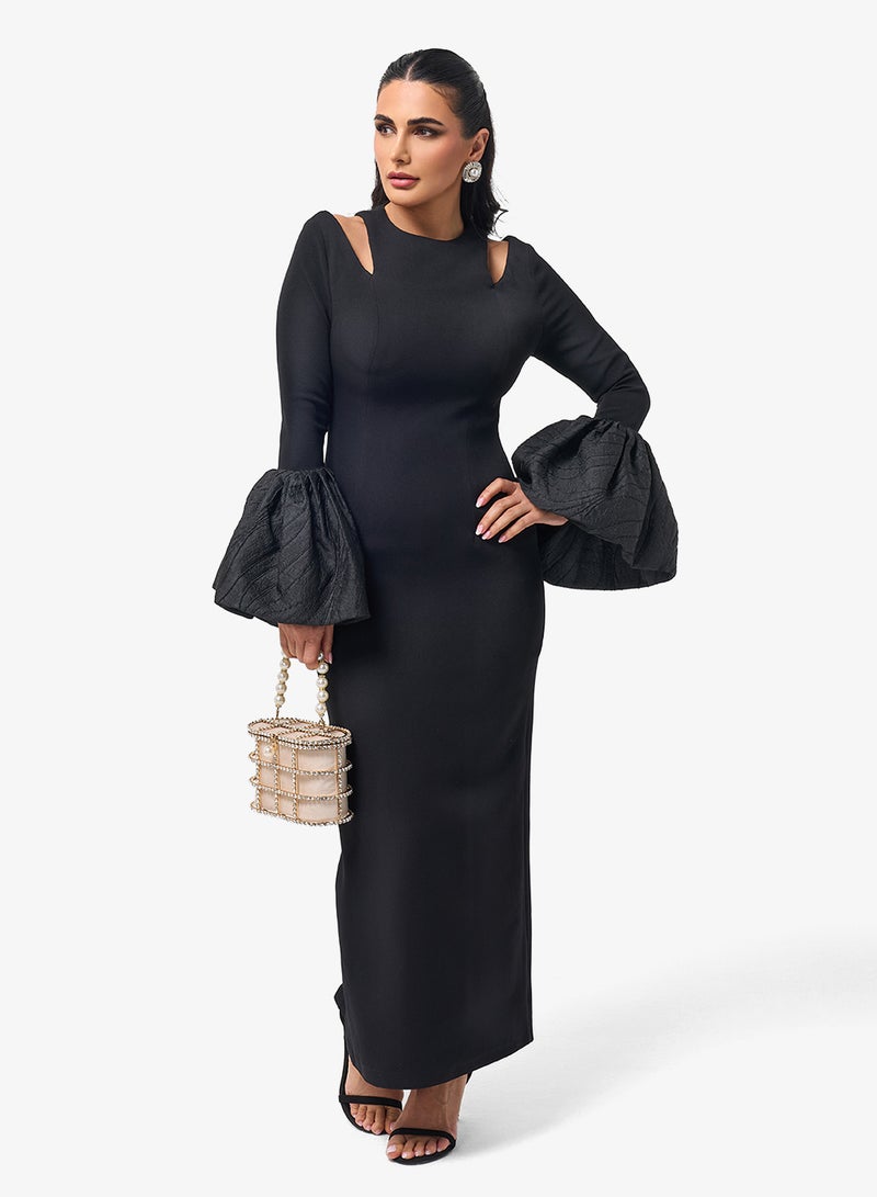 ثريدز باي اجوني فستان ماكسي طويل بأكمام واسعة بفتحات - Image 1