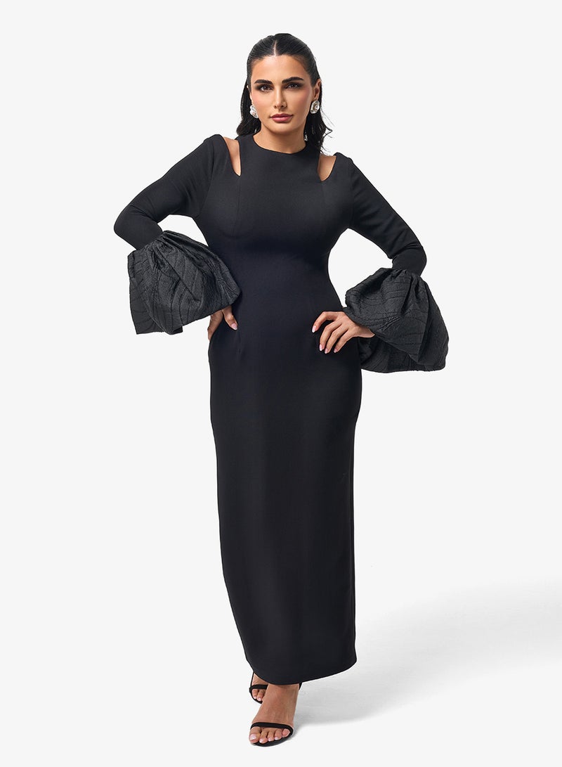 ثريدز باي اجوني فستان ماكسي طويل بأكمام واسعة بفتحات - Image 4