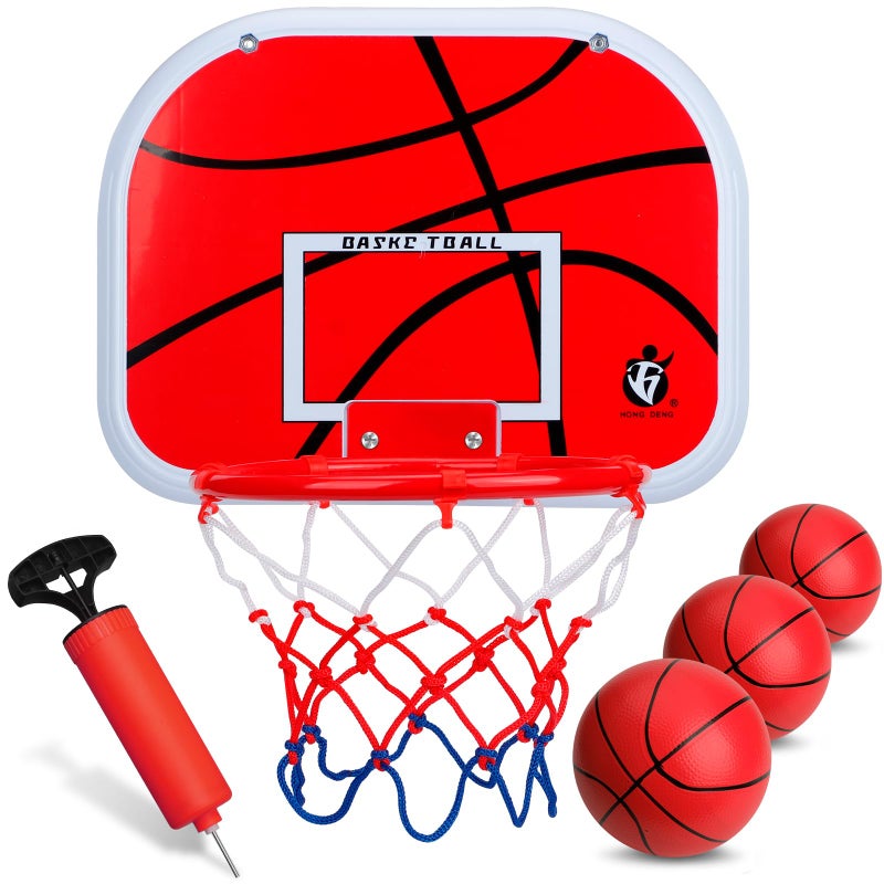 Dilabnba Mini Red Basketball Hoop Set Over The Door Hoop with 3 Mini Red Ball for Kid Adult Perfect for Bedroom Office Dorm Door Wall Indoor Basketball ABS Backboard Metal Rim Goal Sport Party - Image 2