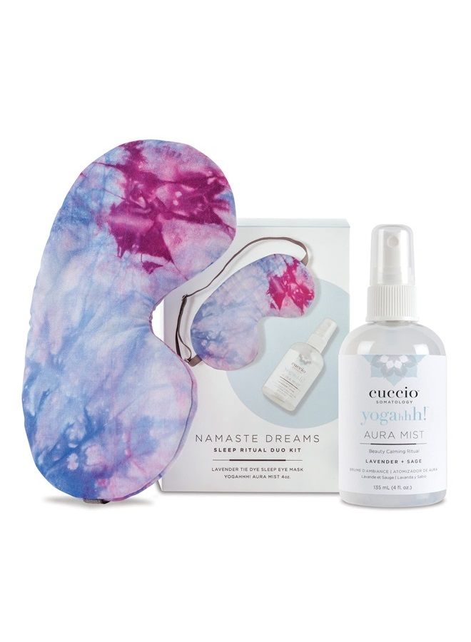 cuccio SOMATOLOGY Namaste Dreams Duo Kit by Cuccio for Unisex - 2 Pc 4oz Yogahhh Aura Mist, 1 Pc Lavender Tie Dye Sleep Eye Mask 