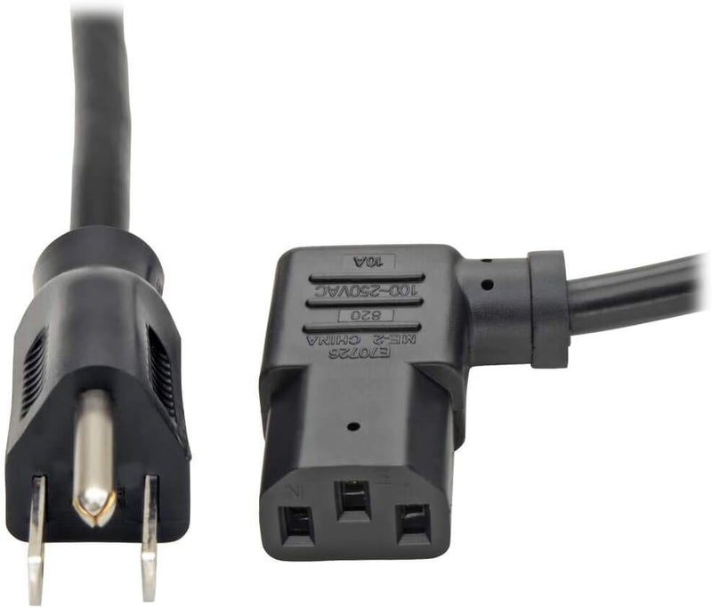 TRIPPLITE Standard Computer Power Cord 10A,18AWG (NEMA 5-15P to Left Angle IEC-320-C13) 6-ft.(P006-006-13LA) - Image 1