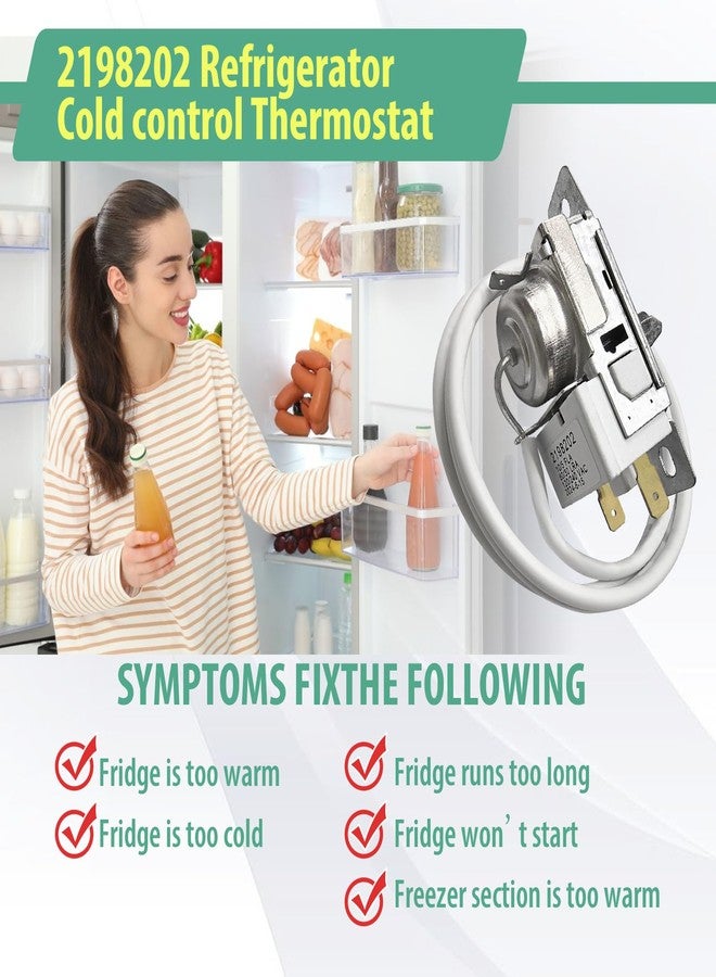 Delixike Refrigerator Cold Thermostat 2198202 Refrigerator Thermostat Compatible with Whirlpool and Kenmore refrigerators - Replacement Part Number: WP2198202 2161284 2198201 PS11739232 AP6006166 - Image 5