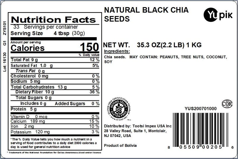 Yupik Chia Seeds, Natural Black, 2.2 lb, Whole Raw Superfood, Neutral Flavor, Quick Gel, Sprouts Easily, Versatile Seed, Convenient Bulk Packaging (Pack of 2) - Image 2