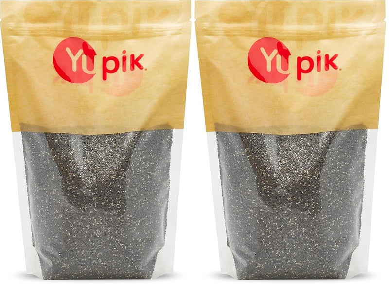 Yupik Chia Seeds, Natural Black, 2.2 lb, Whole Raw Superfood, Neutral Flavor, Quick Gel, Sprouts Easily, Versatile Seed, Convenient Bulk Packaging (Pack of 2) - Image 1