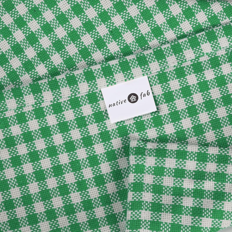 Native Fab Gingham Cloth Napkins 16x16 inches 100 Cotton Dinner Napkins with Checks Set of 12 Machine Washable Cloth Napkins Soft Breathable Absorbent Green White - Image 5