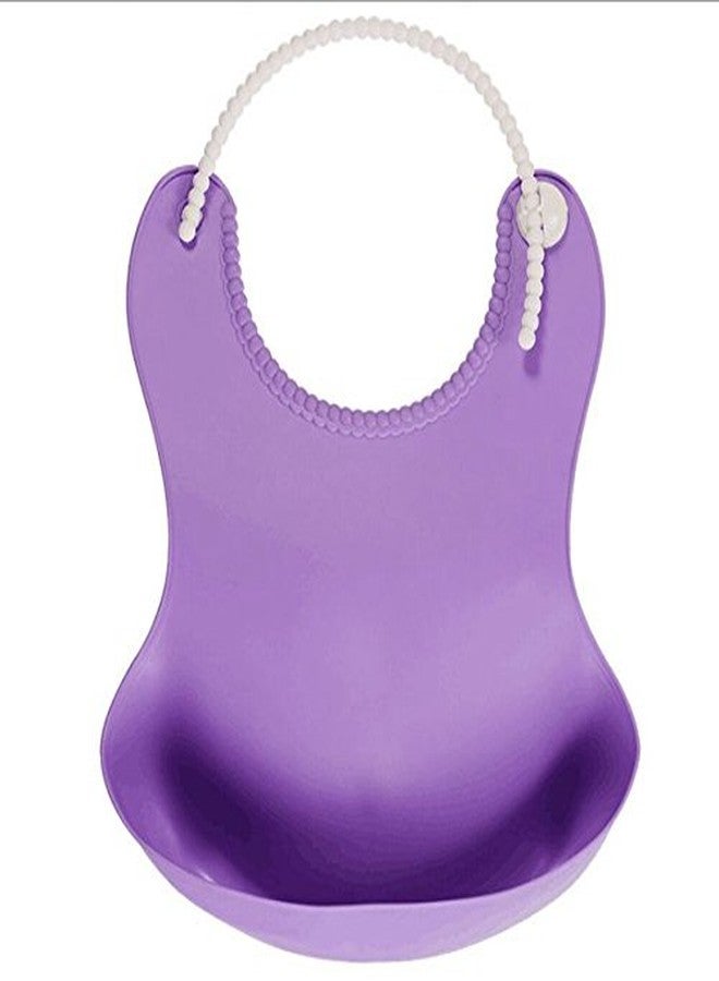Alya The Cheeky Kidzz Newborn Cute Attractive Plain Solid Baby Button Bib Apron Waterproof With PVC Silicone Durable washable back For Feeding Toddlers/Infants Babies(0 Months+) (PACK OF 1, PURPLE) - Image 1