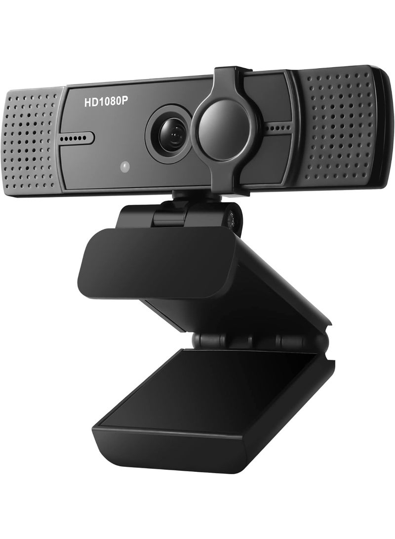 1080P USB Camera with Microphone, Distortion-Free Lens, Privacy Cover, Full Ultra HD Plug and Play Webcam for Laptop and PC Video Calls - Image 1