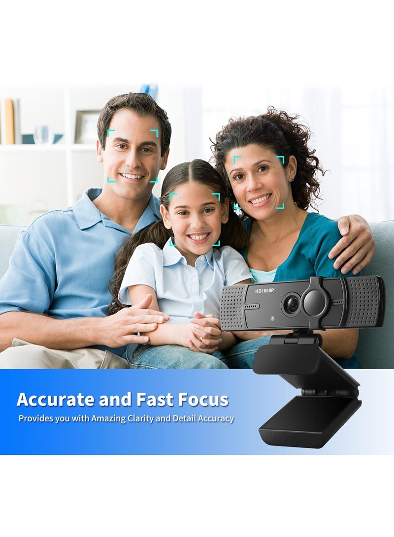 1080P USB Camera with Microphone, Distortion-Free Lens, Privacy Cover, Full Ultra HD Plug and Play Webcam for Laptop and PC Video Calls - Image 2