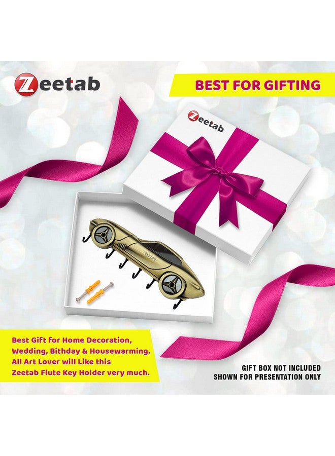 Zeetab Car Key Holder | Car Key Stand & Brass Metal Wall Mount Hanger with 6 Hooks | Home Decor Gift (20x7cm) (Antique Blk) - Image 4