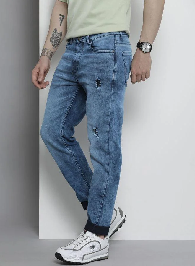 The Indian Garage Co  Men Slim Fit Solid Mid-Rise Stretchable Jeans for Men | Best Price UAE