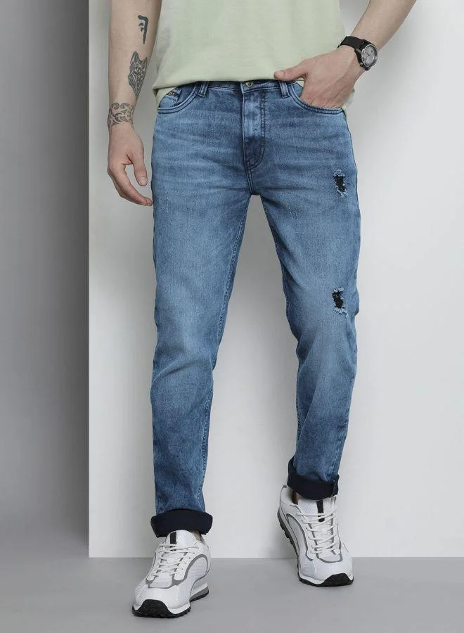 Men Slim Fit Solid Mid-Rise Stretchable Jeans