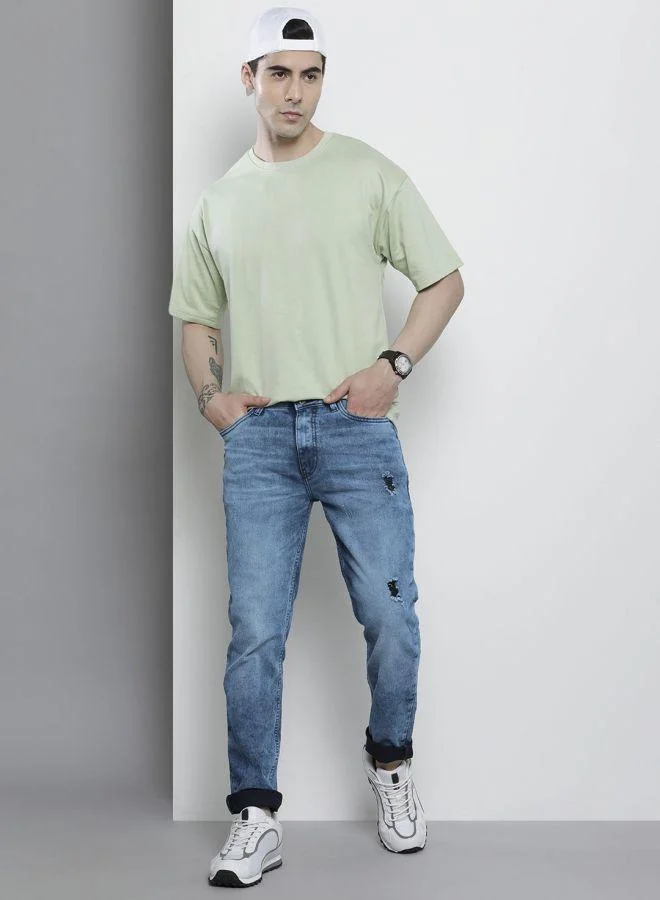 The Indian Garage Co  Men Slim Fit Solid Mid-Rise Stretchable Jeans for Men | Best Price UAE