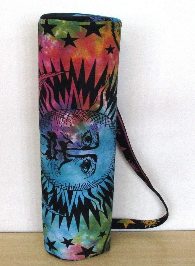 CRAFT KALA Indian Mandala Handmade Cotton Hand Full-Zip Exercise Yoga Mat Carry Bag Gym Beach Pilates Carrier Bags Hippie Mandala Indian Cotton Bag (Multi Sun) - Image 3