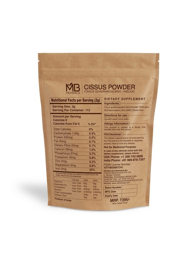 MB Herbals Cissus Powder 227g Hadjod Ashtisamharika Pirandai - Image 2