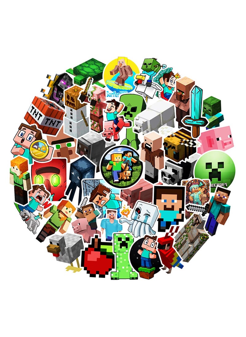 50-Piece Minecraft Stickers Explosion Games Cartoon Graffiti Vinyl Stickers for Laptop Waterproof Decal