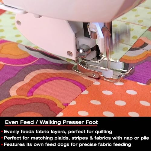 SINGER Even Feed Walking Presser Foot | Ideal for Quilting, Sewing Multiple Layers & Matching Patterns | Compatible with SINGER CA, CB, EA, MA, MB Series Sewing Machines - Image 2