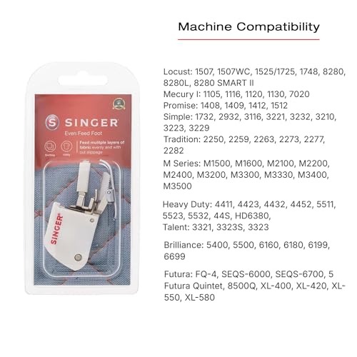 SINGER Even Feed Walking Presser Foot | Ideal for Quilting, Sewing Multiple Layers & Matching Patterns | Compatible with SINGER CA, CB, EA, MA, MB Series Sewing Machines - Image 4
