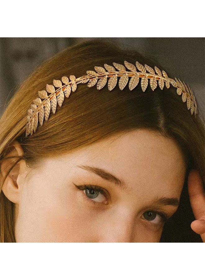 Happy D 3-piece Greek goddess headpiece, golden leaf crown headband, golden butterfly 3-leaf, suitable for women's daily parties, bridal weddings, hair accessories - Image 4