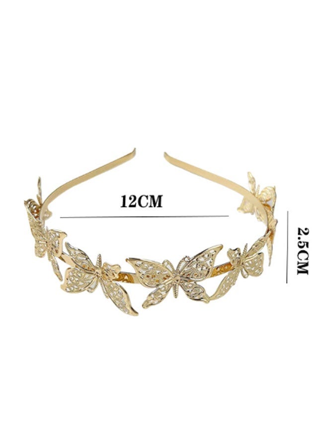 Happy D 3-piece Greek goddess headpiece, golden leaf crown headband, golden butterfly 3-leaf, suitable for women's daily parties, bridal weddings, hair accessories - Image 5