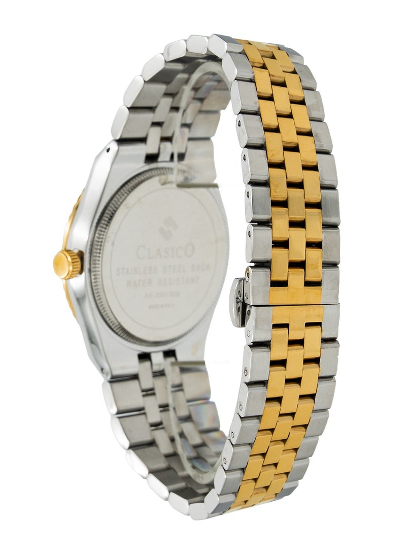 Clasico Men's Landmaster Stainless Steel Two Tone Analog Watch – Black Dial | Waterproof 10M | Elegant Metal Strap - Image 3