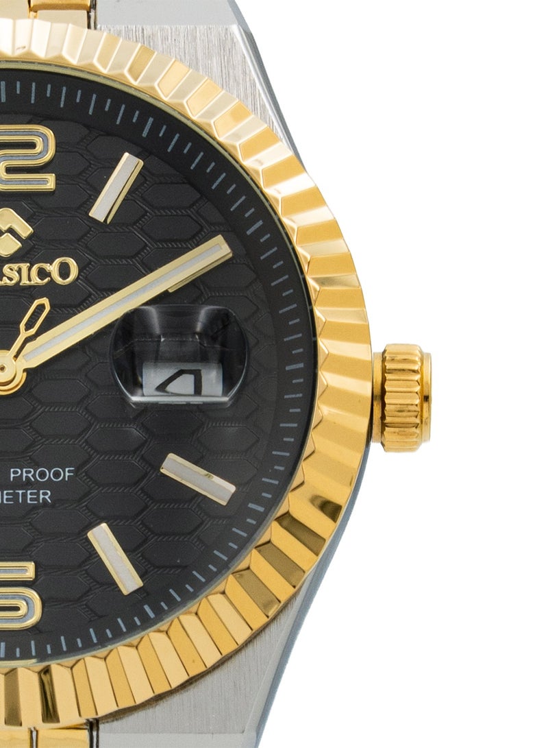 Clasico Men's Landmaster Stainless Steel Two Tone Analog Watch – Black Dial | Waterproof 10M | Elegant Metal Strap - Image 4