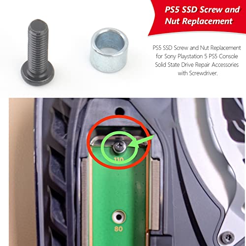 YWLRONG for PS5 SSD Screw and Ring Replacement For Sony Playstation 5 PS5 Console Solid State Drive Repair Accessories with Screwdriver - Image 2