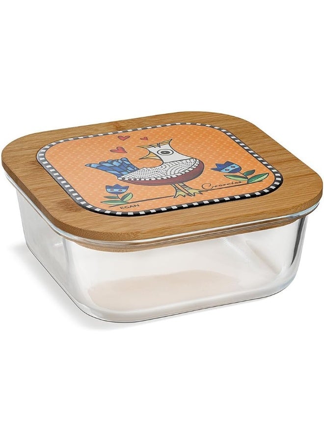 Container Cocoricò Orange 18x7.5 CM – Glass, Bamboo, and Ceramic