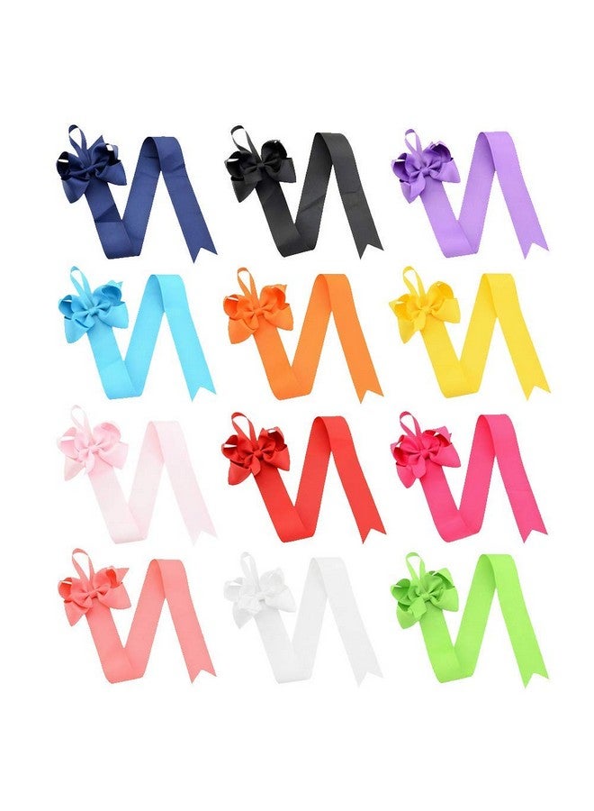 NARAMAX 12PCS 26'' Long Multicolor Kids Girls Ribbon Hair Bow Holder Headband Hair Clip Storage Organizer Hanger Hair Accessories for Girls Room Wall Hanging Decor (Random Color) - Image 1