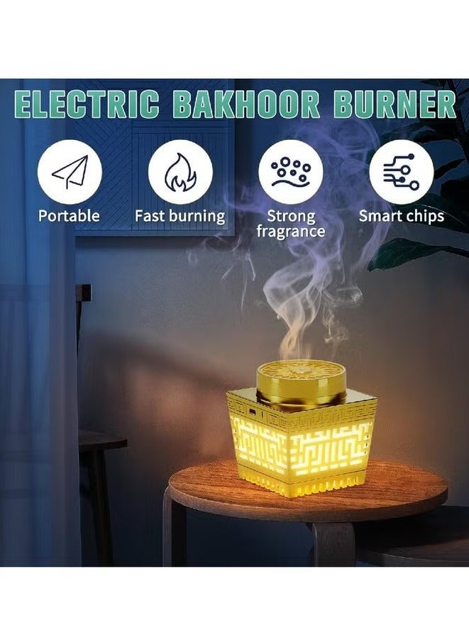 TIGER Quran Speaker & Mini Incense Burner Bakhoor Remote Control With 114 Quran Chapters Multicolor Changing Bluetooth Speaker Night Light With 18 Reciters And 17 Translations Bukhoor Burner (Gold) - Image 5