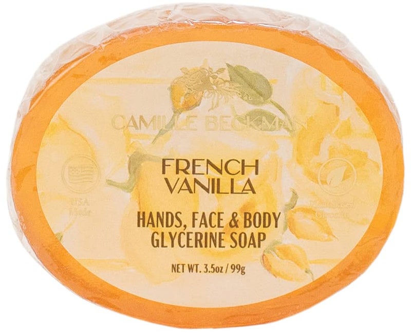 Camille Beckman French Vanilla Glycerine Bar Soap for Hands Face and Body Camille Beckman 3 Bars at 35 Ounces Each - Image 1