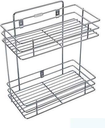 Nirgun Empex Stainless Steel Multipurpose 2Tier Kitchen RackStorage ShelfCutlery Storage RackDish RackStorage Rack for Kitchen Chrome Finish - Image 1
