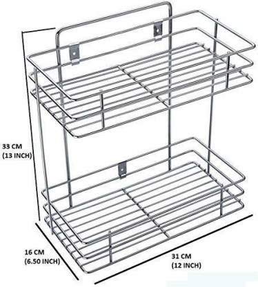 Nirgun Empex Stainless Steel Multipurpose 2Tier Kitchen RackStorage ShelfCutlery Storage RackDish RackStorage Rack for Kitchen Chrome Finish - Image 2