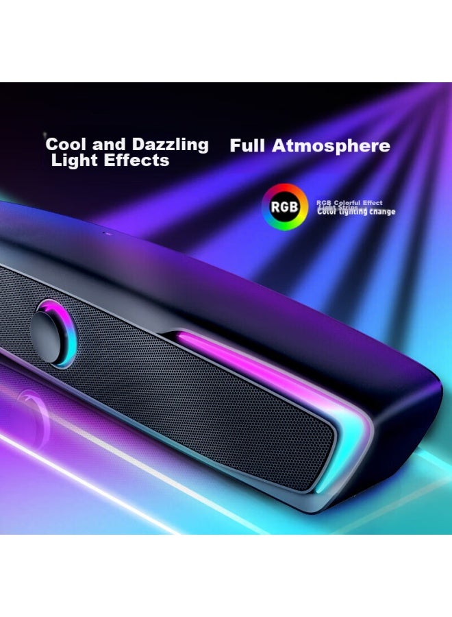 Newmine V2 Computer Speakers, Home Desktop Laptop Subwoofer, Gaming Long Speakers, Black - Image 4