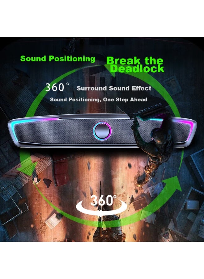Newmine V2 Computer Speakers, Home Desktop Laptop Subwoofer, Gaming Long Speakers, Black - Image 2