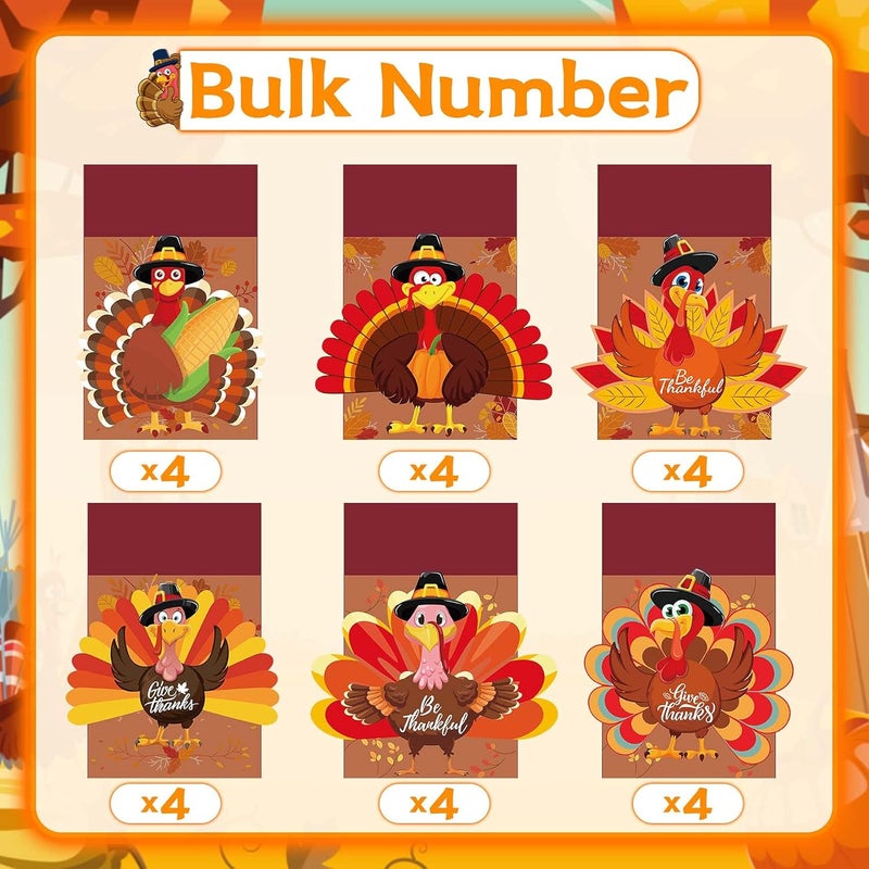 Funnlot 24PCS Thanksgiving Cutlery Holder Set - Turkey Utensil Decor for Autumn Fall Harvest Party Table Decoration - Image 3