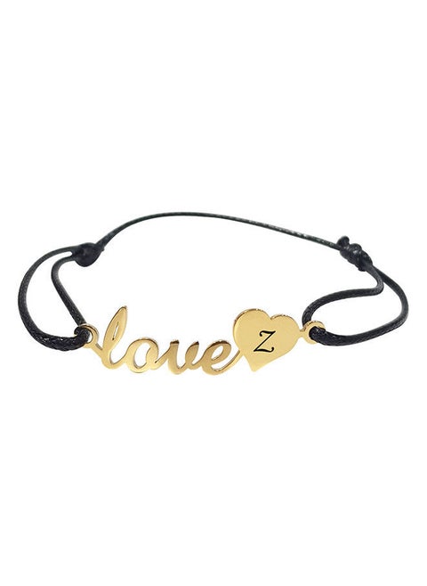 Adjustable Thread And Gold Plated Love With Engraving Z Bracelet