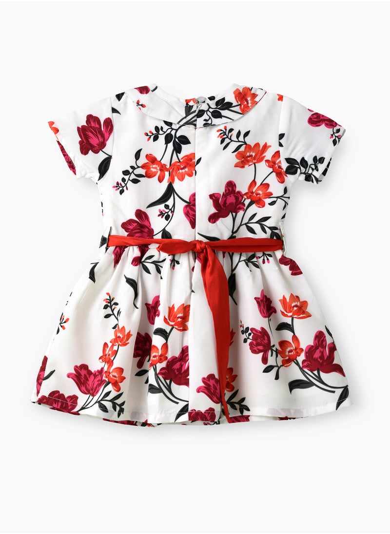Jelliene Girls White Floral Fit & Flare Party Dress  - Image 2