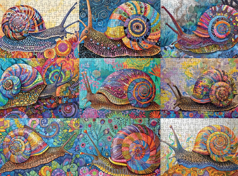 Cross & Glory - The Snail Parade - 1000 Piece Jigsaw Puzzle for Adults | Colorful Whimsical Snail Artwork | Premium Ribbon-Cut Puzzle with Satin Finish - Image 5